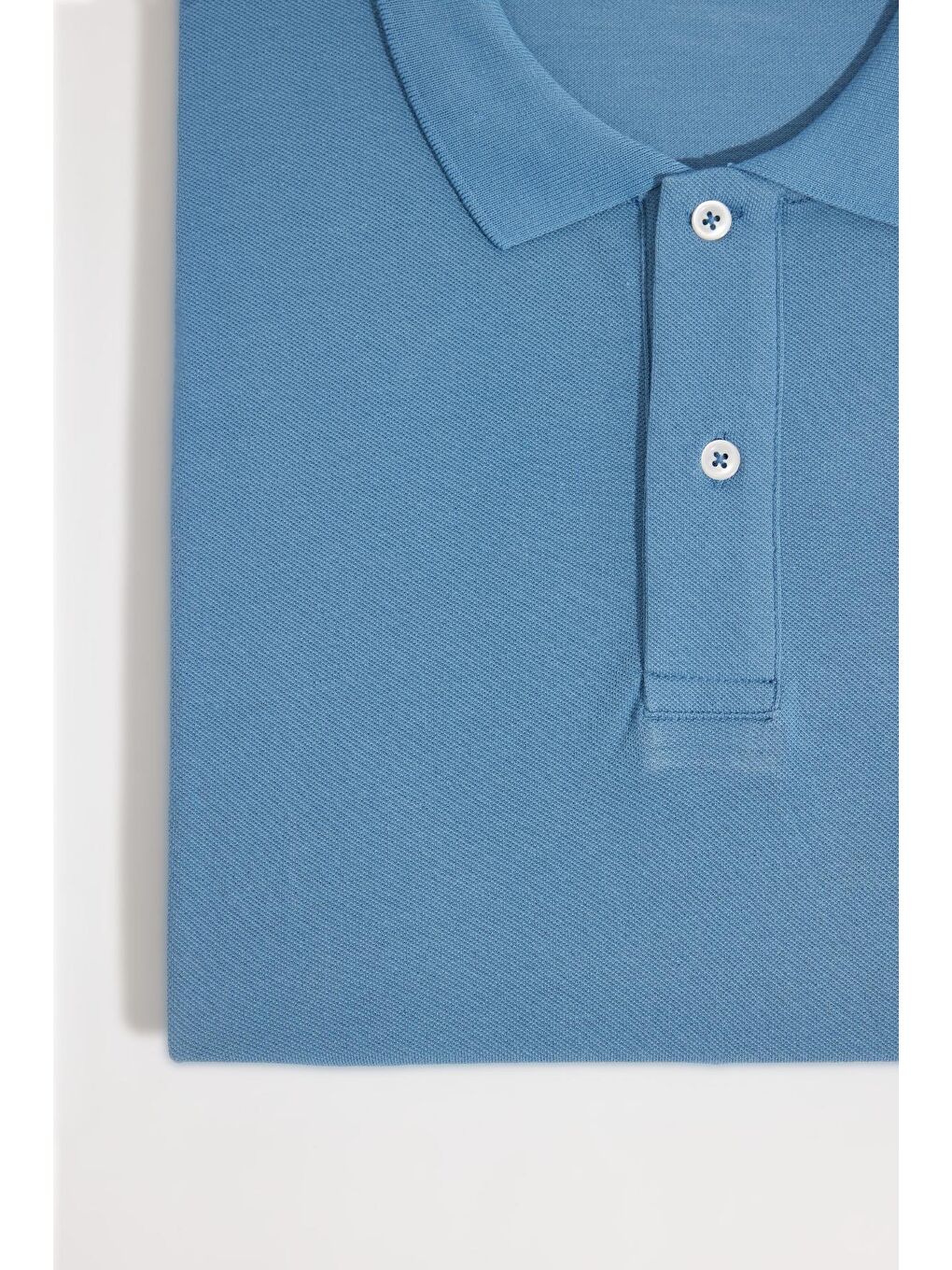 Erkek Big Size Büyük Beden %100 Pamuk Düz Pike Mavi Polo Yaka Tişört-1