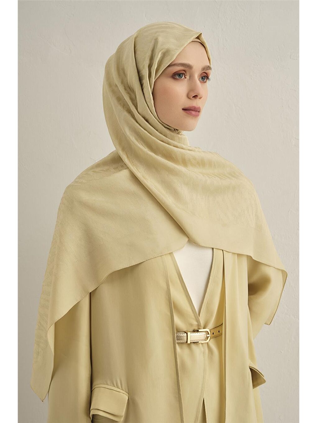 Bej Pamora Zebra Desen Şal 1 62-1