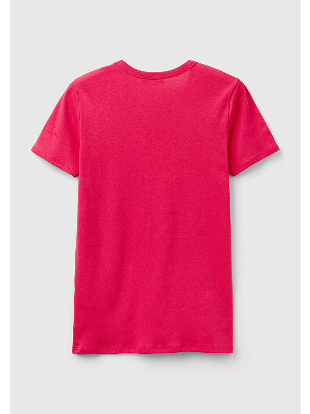 Kadın Koyu Pembe 100 Pamuk Basic Kısa Kollu Bisiklet Yaka T Shirt-3