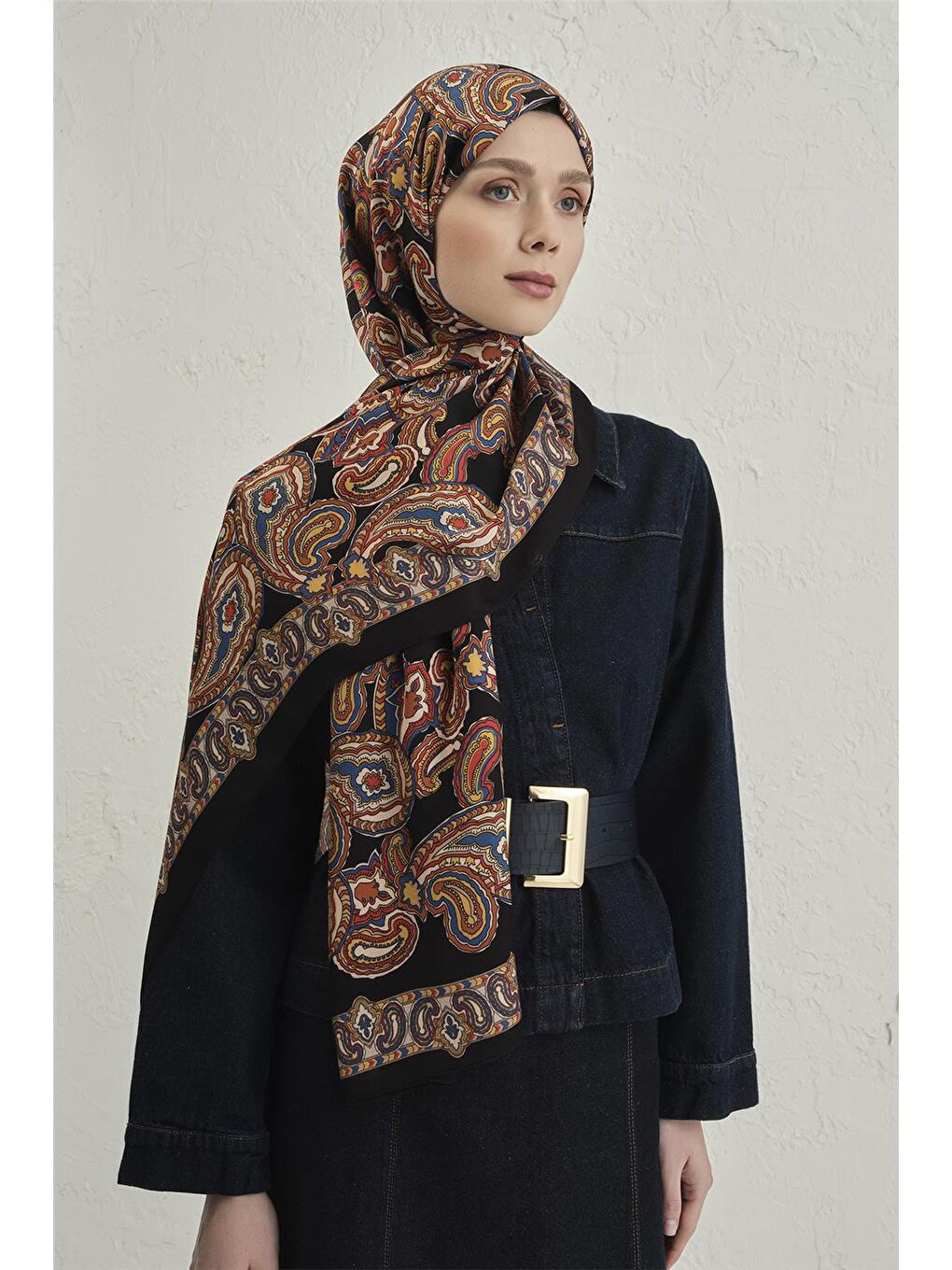 İndigo Premium Pure Etnik Desen Şal 1 18