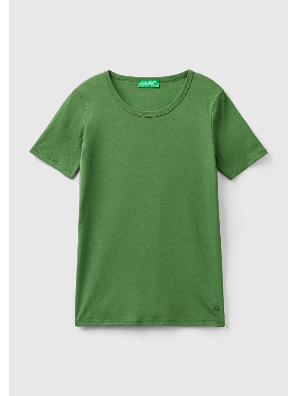 United Colors Of Benetton Kadın Soluk Yeşil  100 Pamuk Basic Kısa Kollu Bisiklet Yaka T Shirt - 1