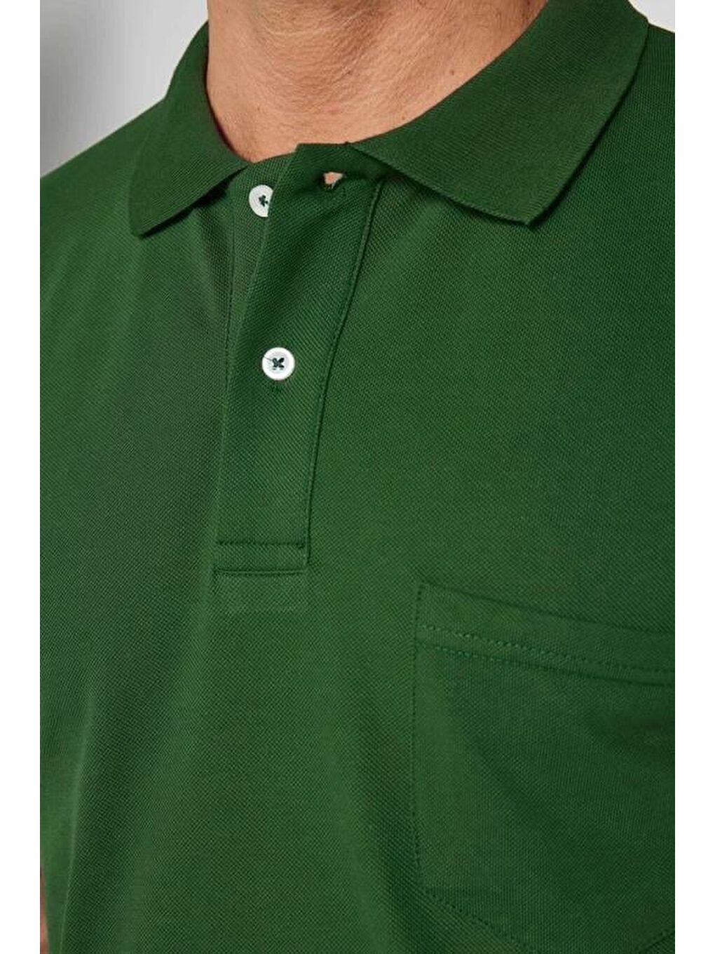 Erkek Regular Fit Klasik Kesim %100 Pamuk Düz Pike Koyu Yeşil Polo Yaka Tişört-2