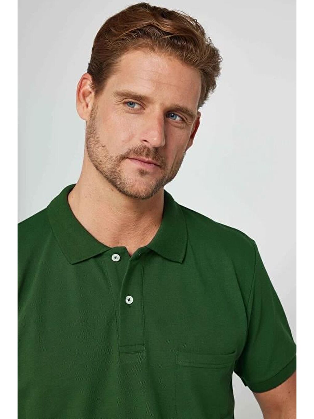 Erkek Regular Fit Klasik Kesim %100 Pamuk Düz Pike Koyu Yeşil Polo Yaka Tişört-4
