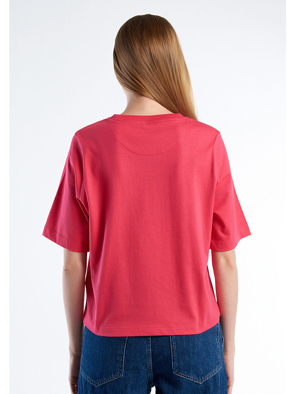 United Colors Of Benetton Kadın Koyu Pembe  100 Pamuk Boxy Fit T Shirt - 2