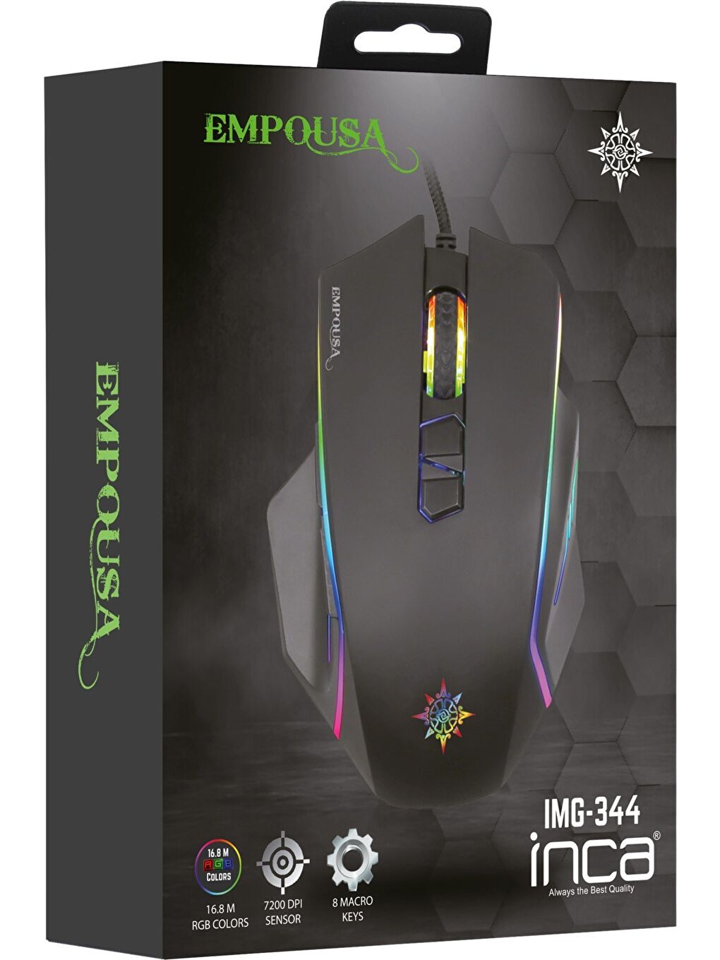 Inca Siyah IMG-344 Rgb 6 LED 7200DPI 8d Macro Keys Professional Gamıng Mouse - 4