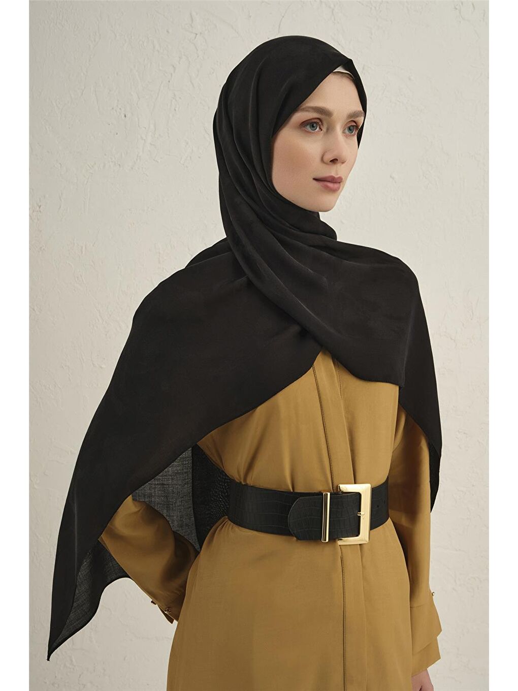 Siyah Lyocell Viscon Dalga Desen Şal 1 01