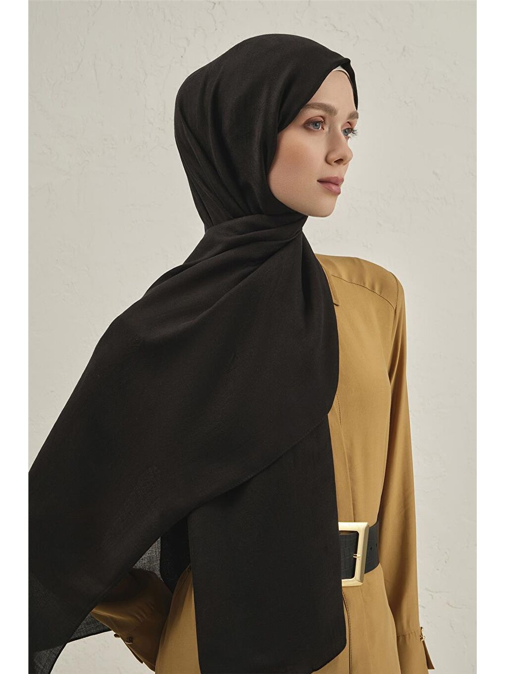 Siyah Woolair Harf Monogram Şal 2 01-2