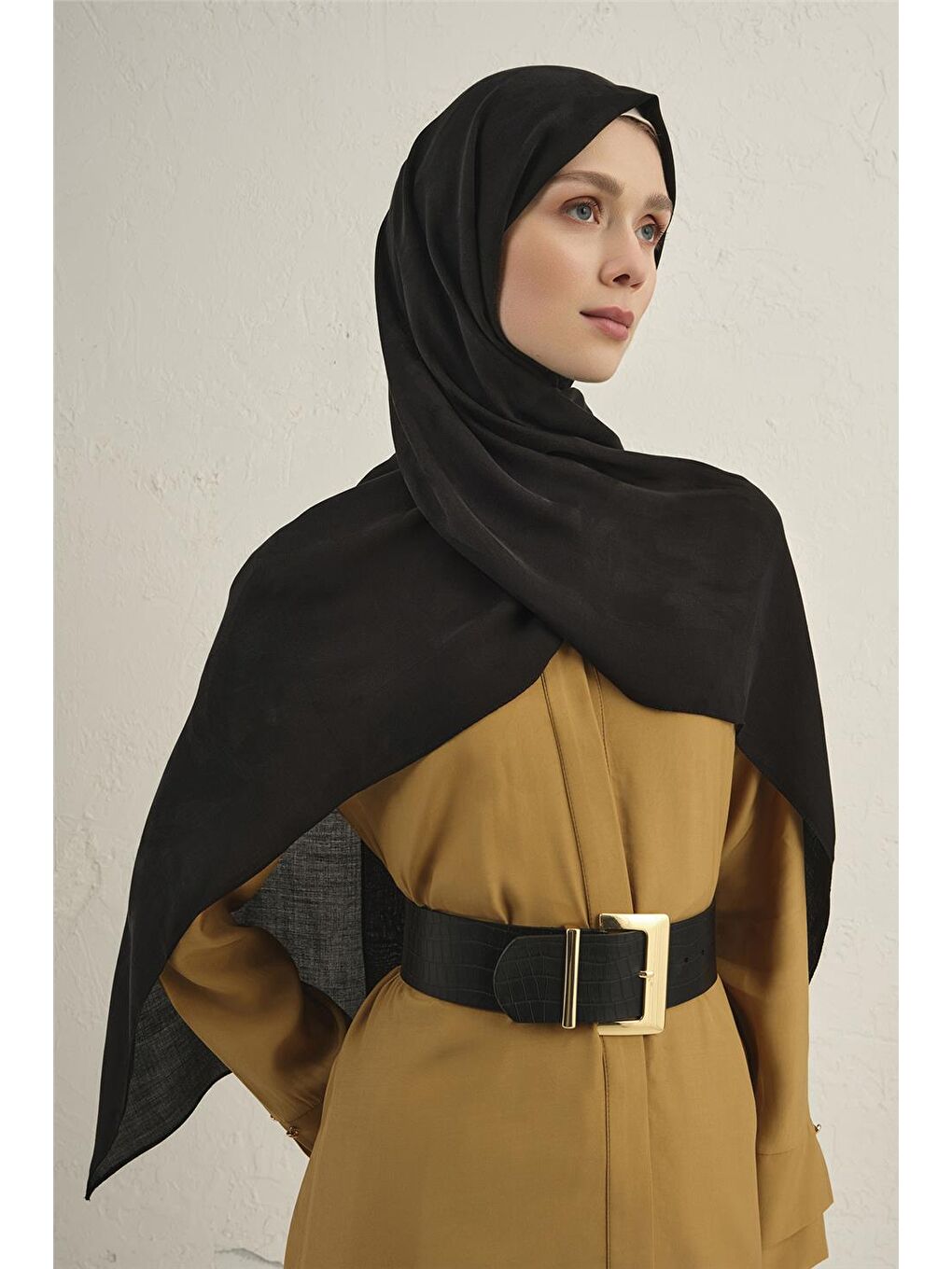 Siyah Lyocell Viscon Dalga Desen Şal 1 01-1