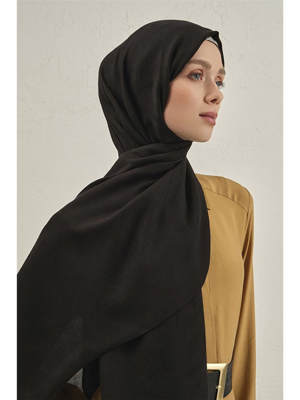 Siyah Woolair Harf Monogram Şal 2 01-3