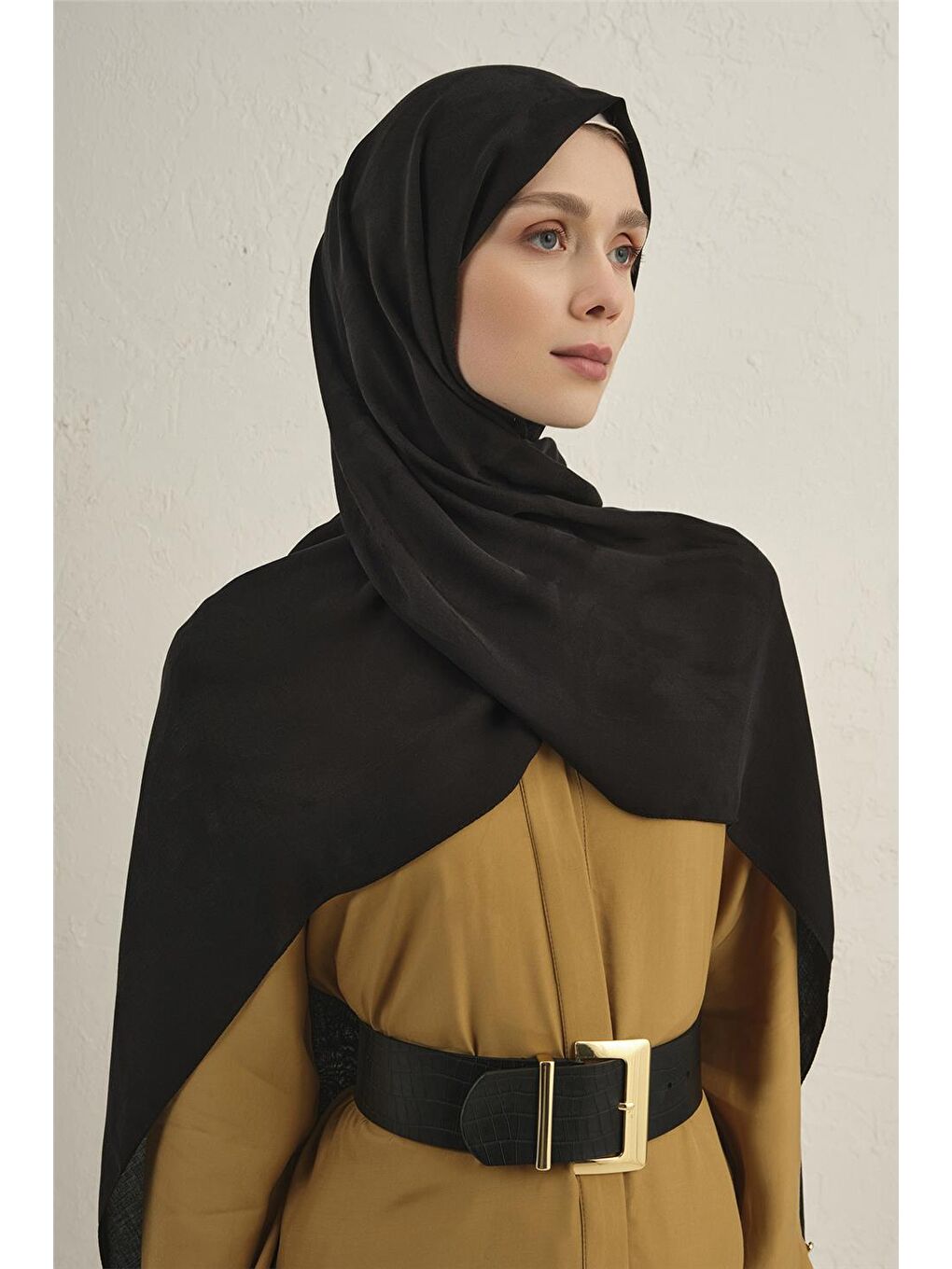 Siyah Lyocell Viscon Dalga Desen Şal 1 01-2