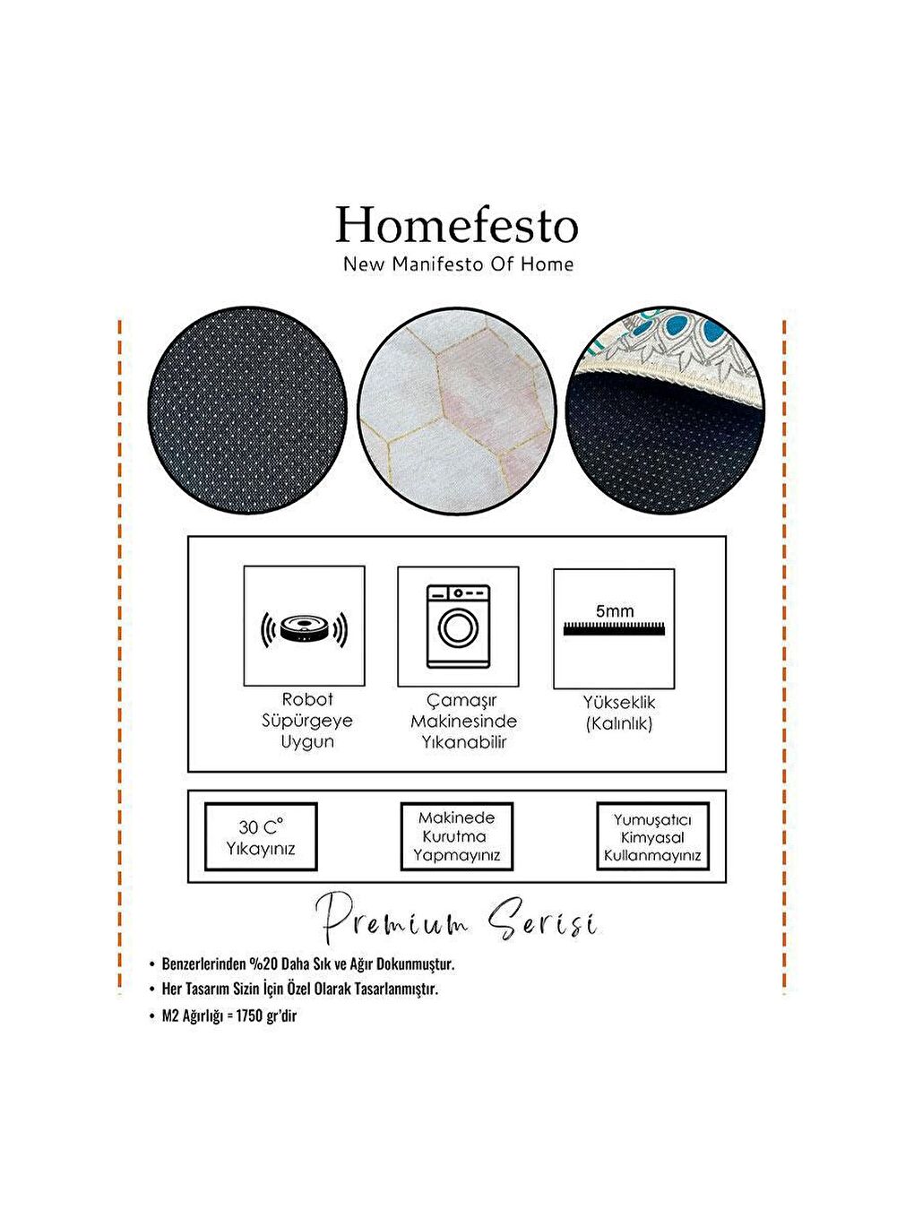 Homefesto Karışık Dekoratif Özel Tasarım Modern Halı 120x120 - 3