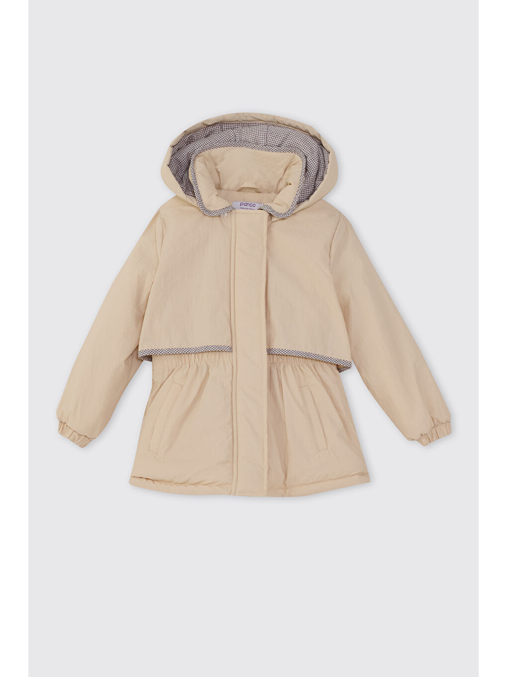 Kız Bebek Şapkalı Bej Mont