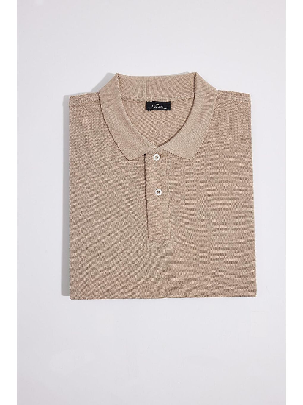 Bej Erkek Big Size Büyük Beden %100 Pamuk Düz Pike Taş Polo Yaka Tişört