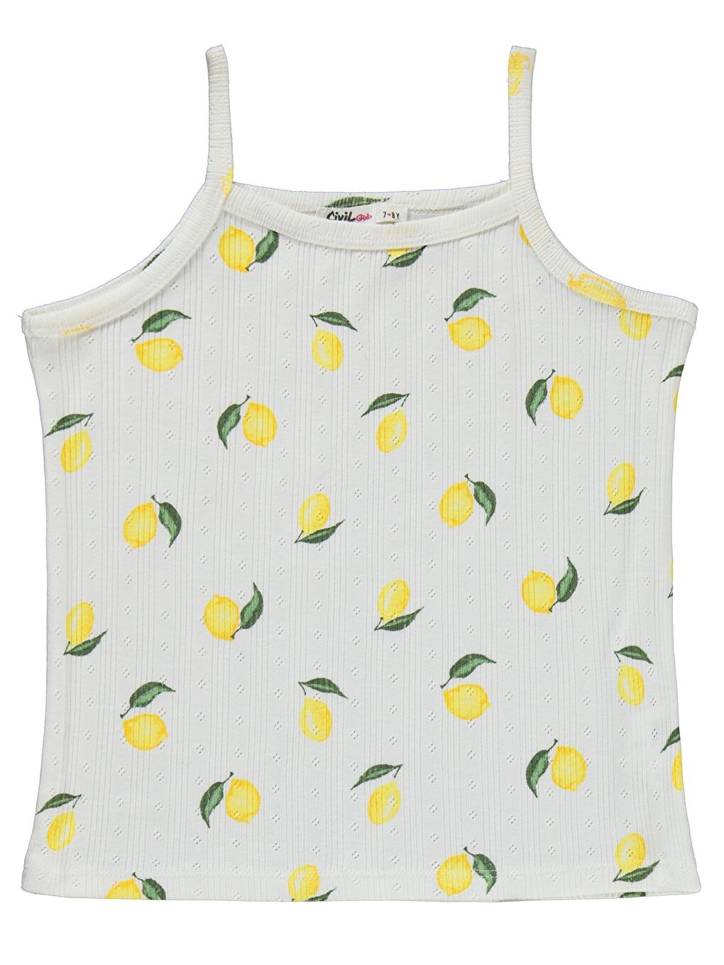Girls Limon Desenli Şortlu 10-13 Yaş Pijama Takımı - Kırık Beyaz-1