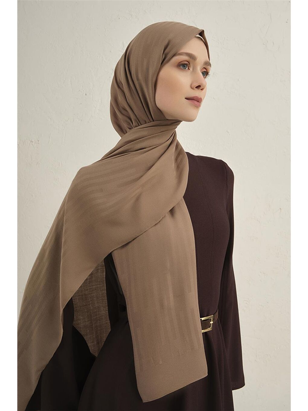 Kahverengi Lyocell Viscon Stripes Şal 2 09-2