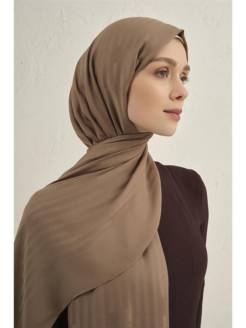 Kahverengi Lyocell Viscon Stripes Şal 2 09-3