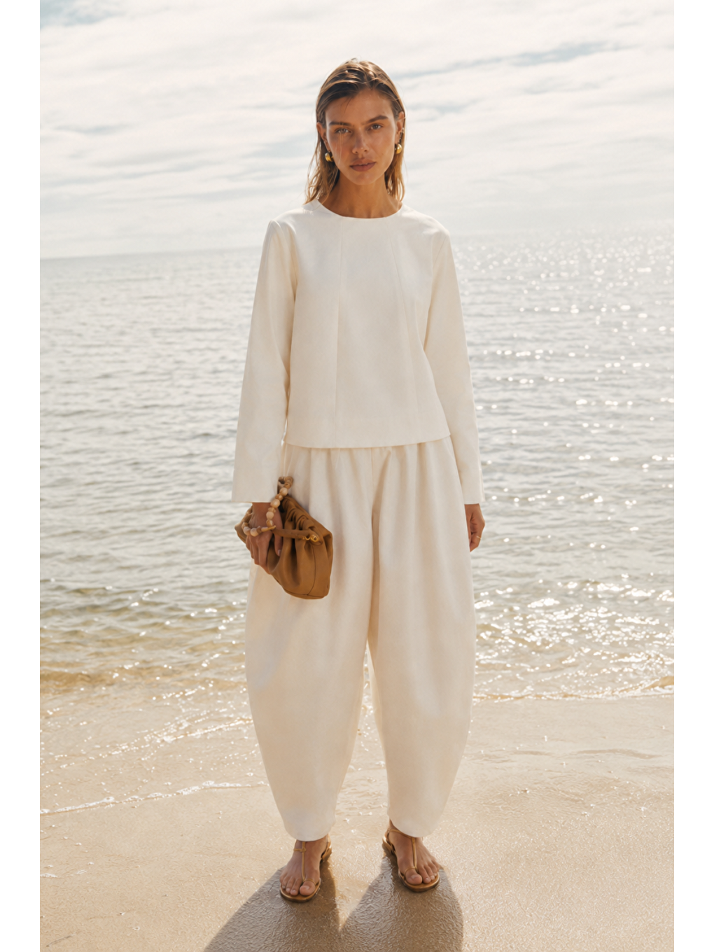 Cove | Barrel Pantolon Ekru-2