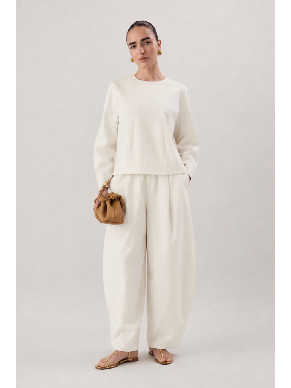 Cove | Barrel Pantolon Ekru-4