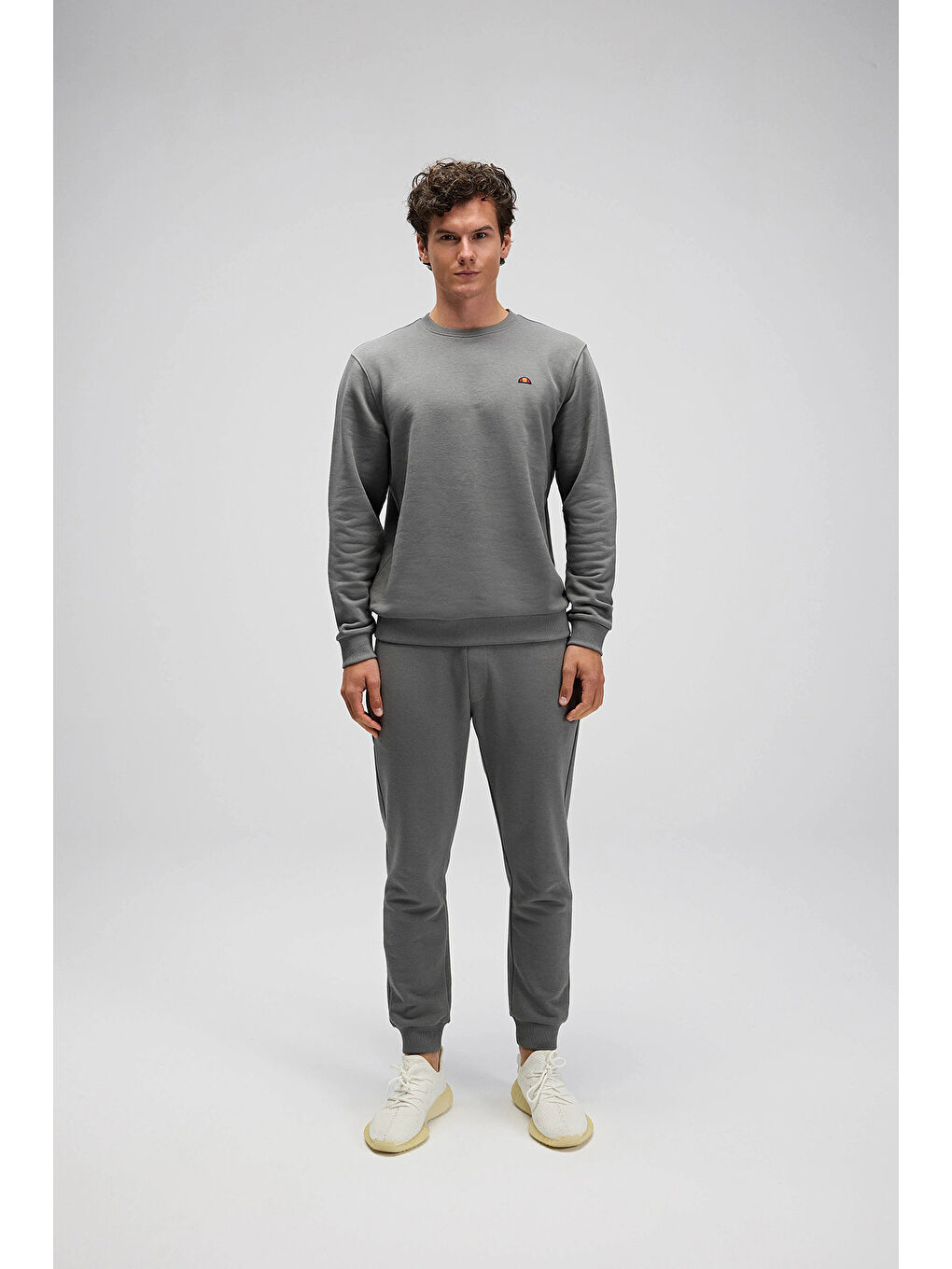 Antrasit Pamuklu Regular Fit Bisiklet Yaka Logolu Sweat EM579-ANT-3