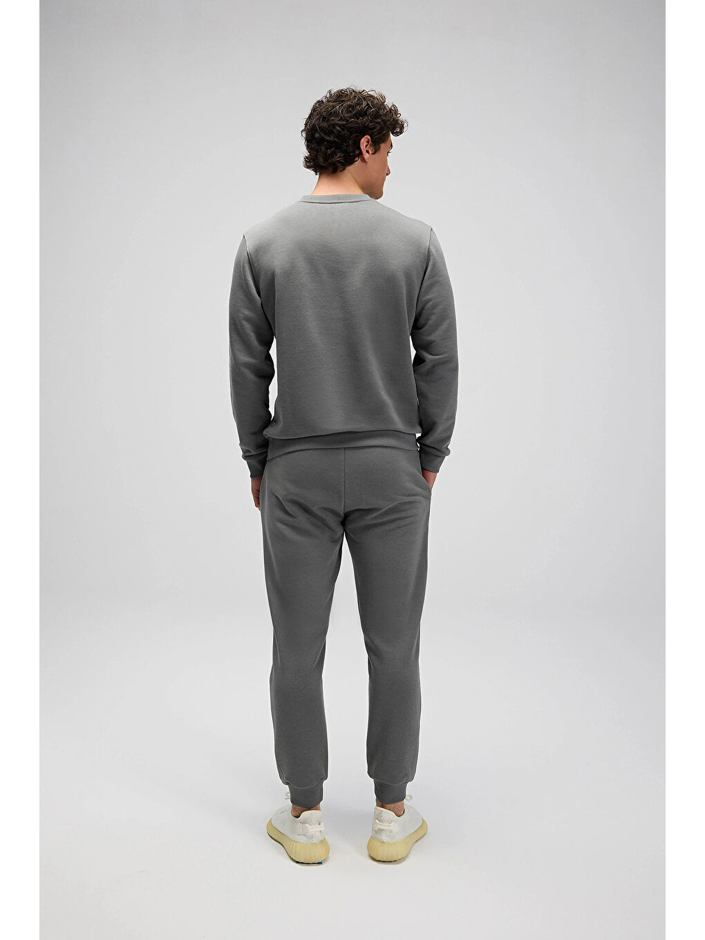 Antrasit Pamuklu Regular Fit Bisiklet Yaka Logolu Sweat EM579-ANT-4