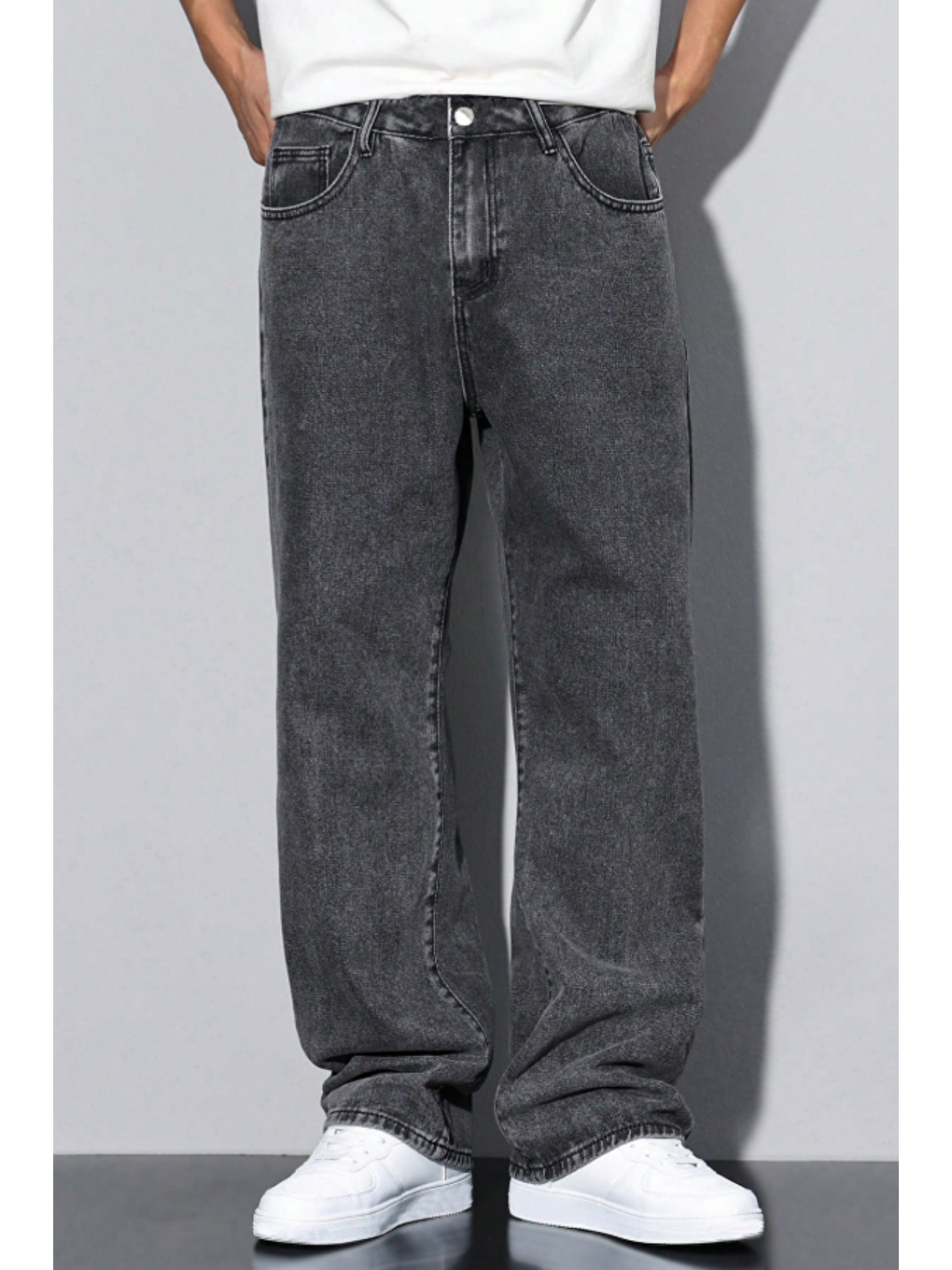 Gri Erkek Füme Rahat Kesim Baggy Pantolon