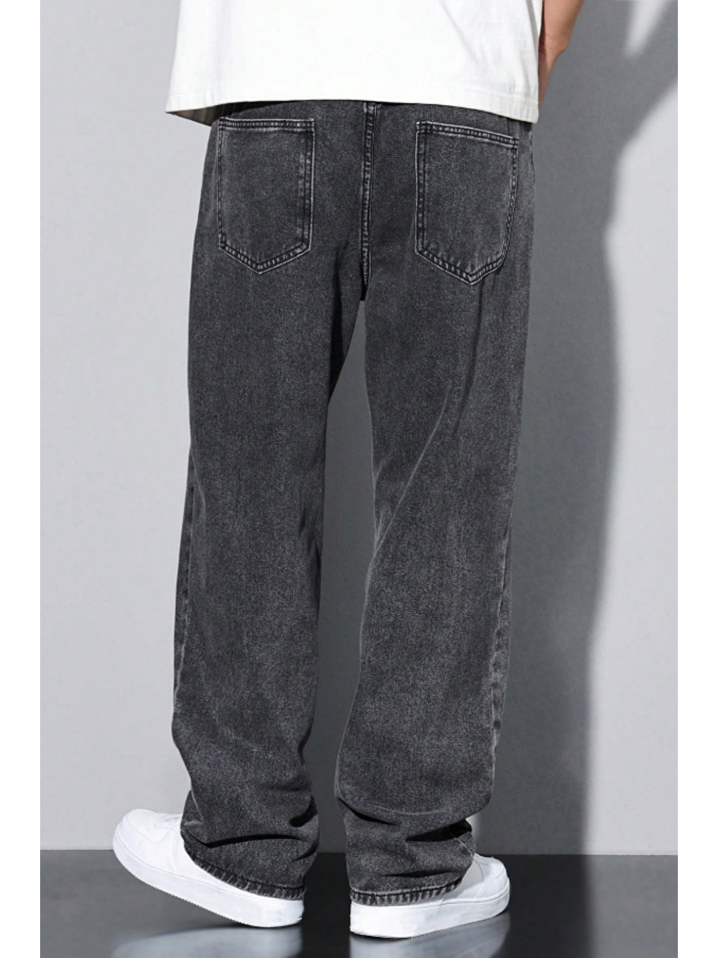 Gri Erkek Füme Rahat Kesim Baggy Pantolon-4