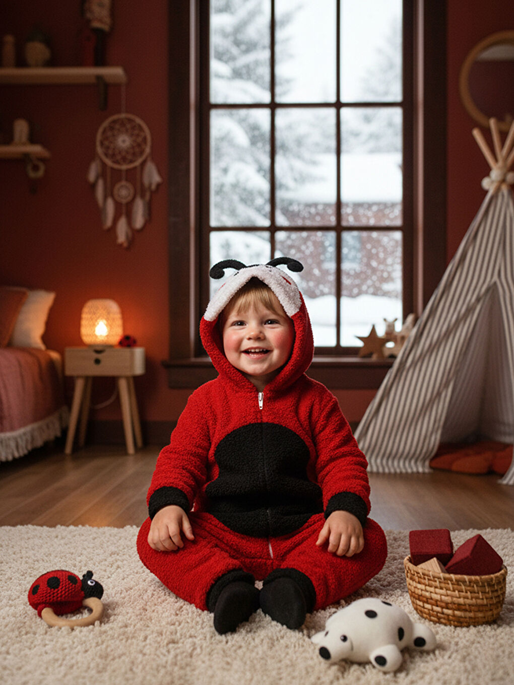 Kırmızı Welsoft Uğur B. Desenli Kışlık  Uyku Tulumu 1–6 Yaş-1