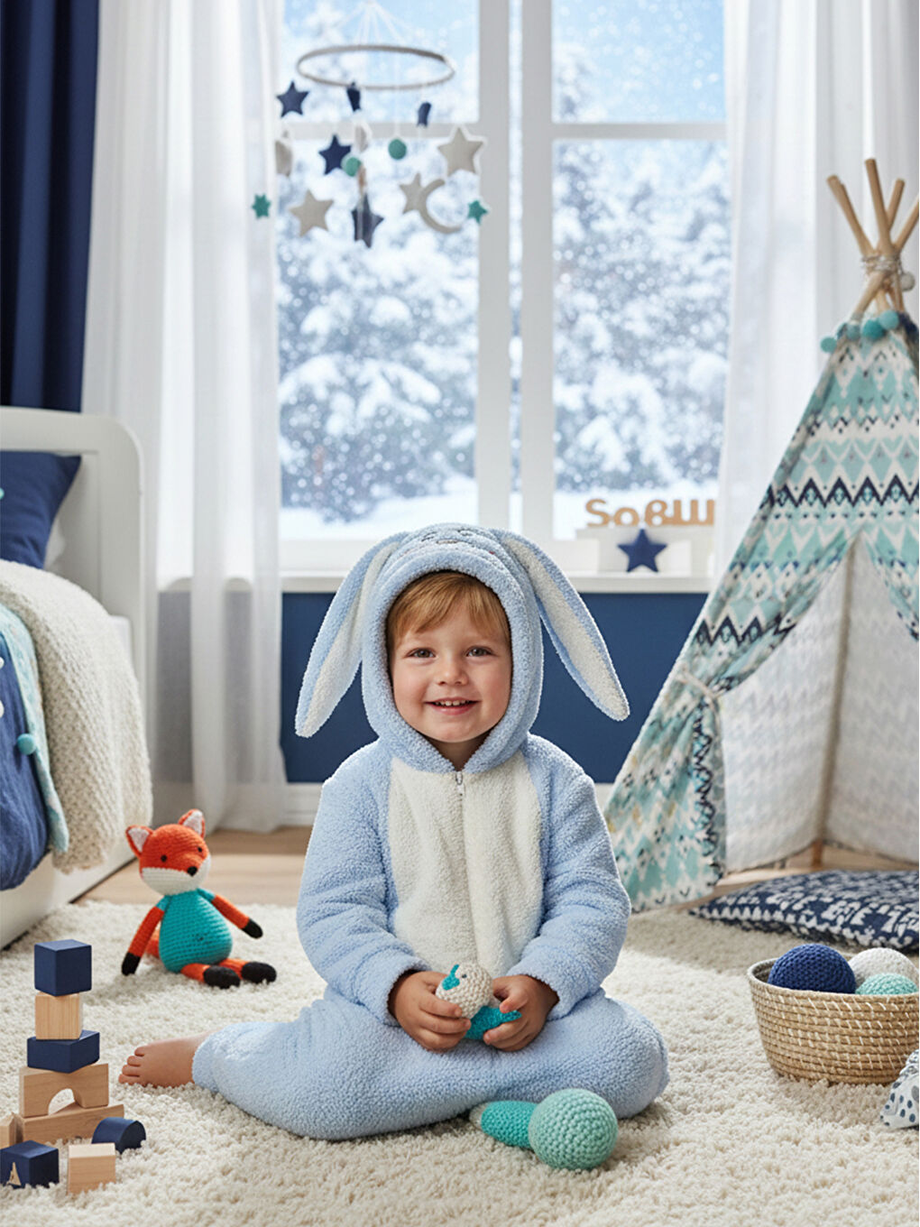 Welsoft Turkuaz  Kız Çocuk Desenli Kışlık  Uyku Tulumu 1–6 Yaş-1
