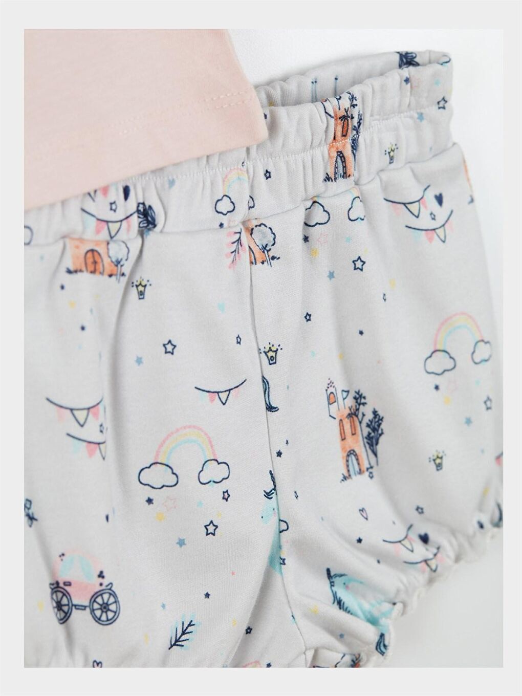 Pembe Kız Bebek Tişört ve Şort 2'li Takım-3