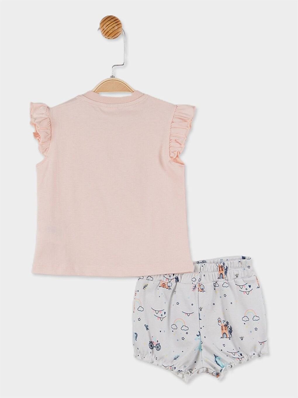Pembe Kız Bebek Tişört ve Şort 2'li Takım-4