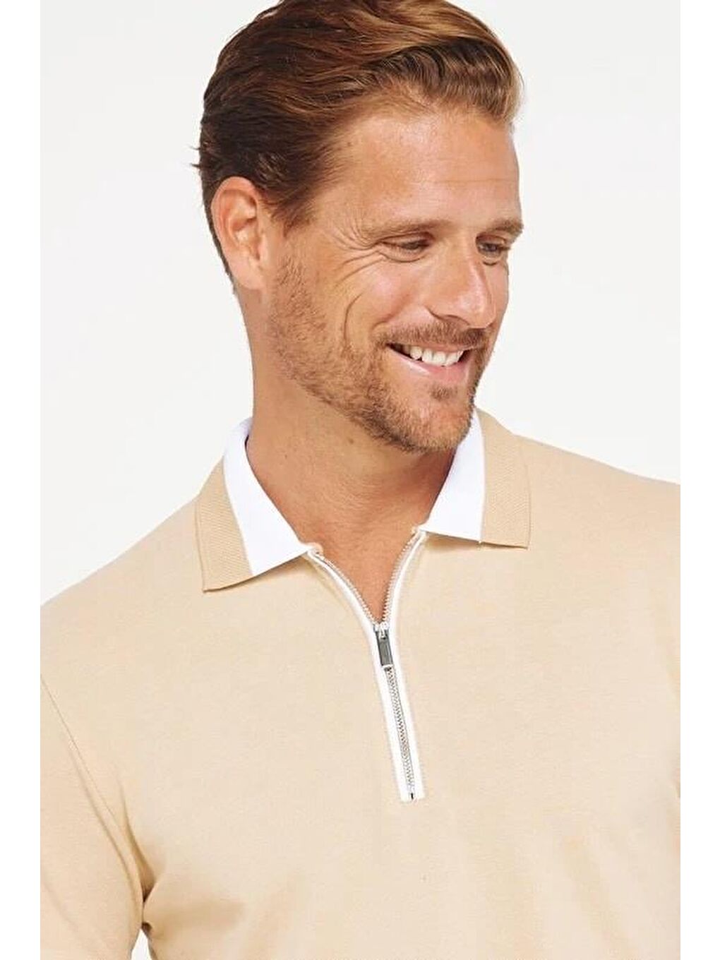 Karışık Erkek 5'Li Paket Lacivert-Siyah-Vizon-Yeşil-Kum Slim Fit Pamuklu Düz Fermuarlı Pike Polo Yaka Tişört-4