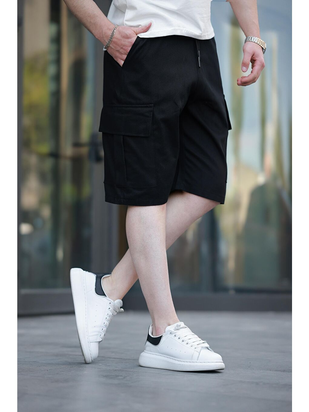 Siyah Kargo Cepli Erkek Şort E6571-2
