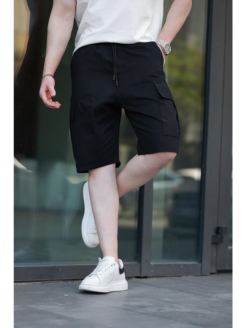 Siyah Kargo Cepli Erkek Şort E6571-3
