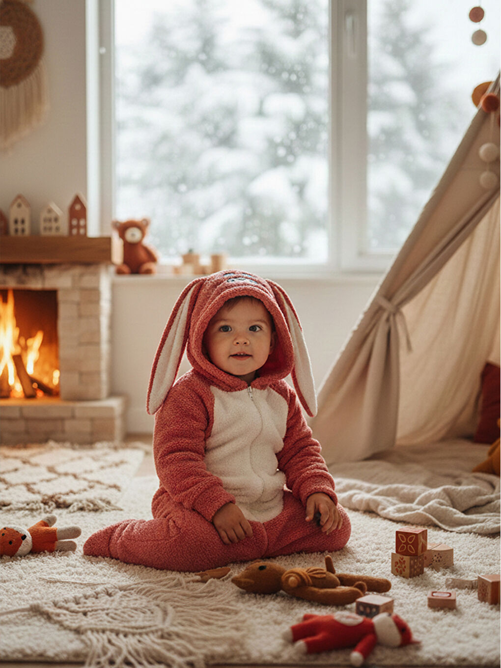 Welsoft Kırmızı Kız Çocuk Desenli Kışlık  Uyku Tulumu 1–6 Yaş-1