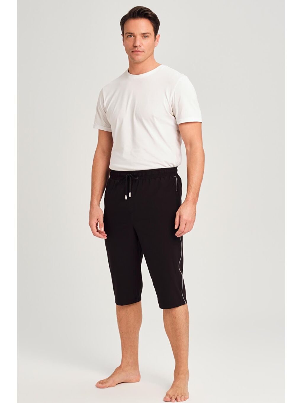 Yan Şeritli Siyah Erkek Uzun Havuz Ve Deniz Şortu 2979