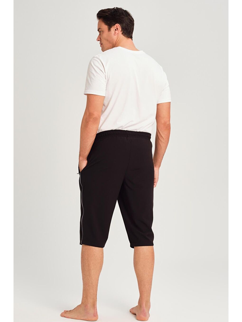 Yan Şeritli Siyah Erkek Uzun Havuz Ve Deniz Şortu 2979-1