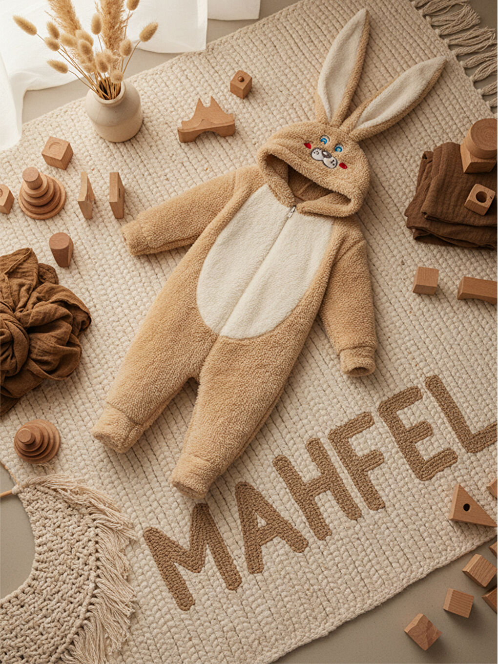 Kahverengi Welsoft Krem Kız Çocuk Desenli Kışlık  Uyku Tulumu 1–6 Yaş-5