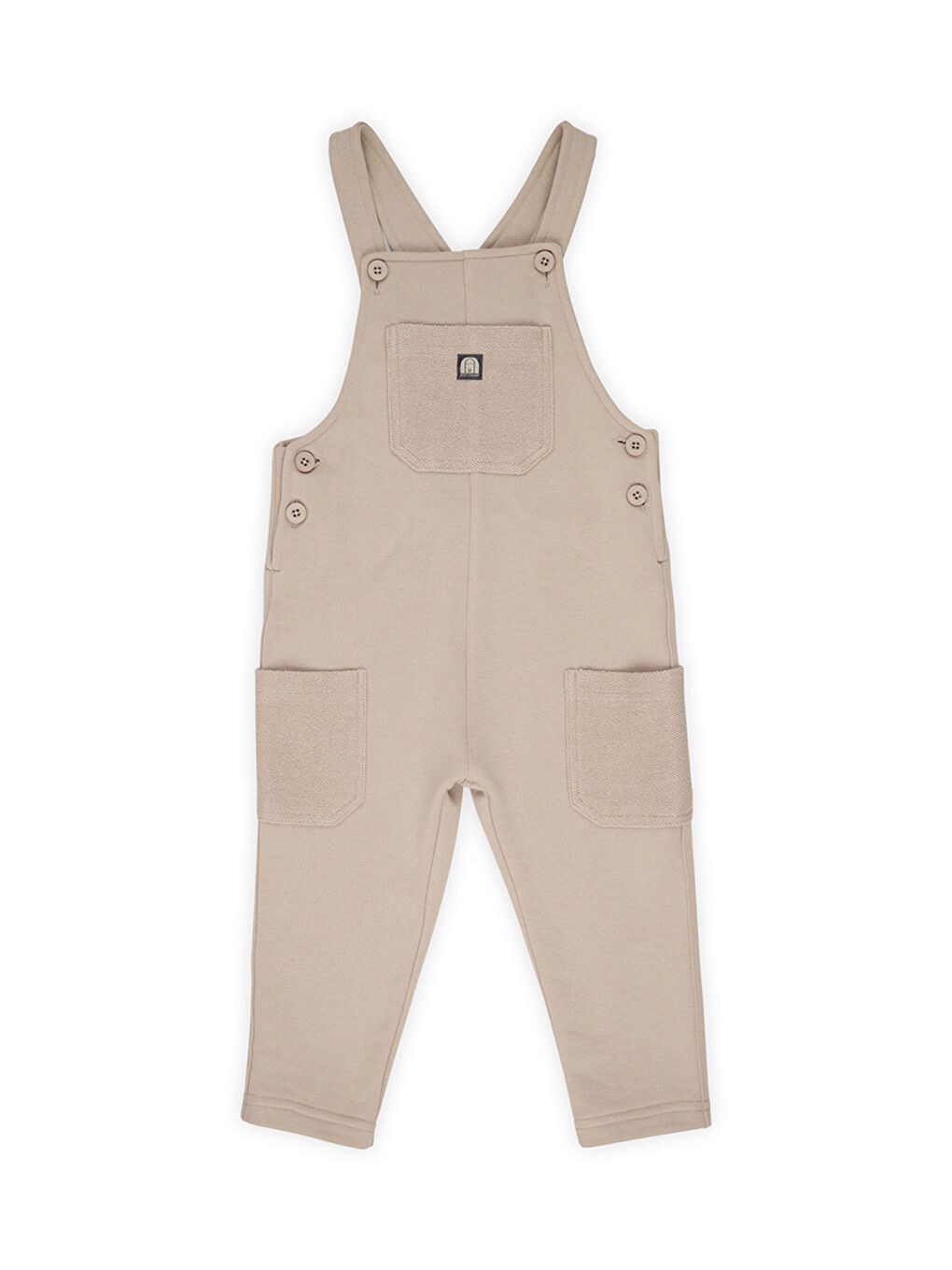 Bej Erkek Çocuk Cepli Örme Salopet Vizon-4