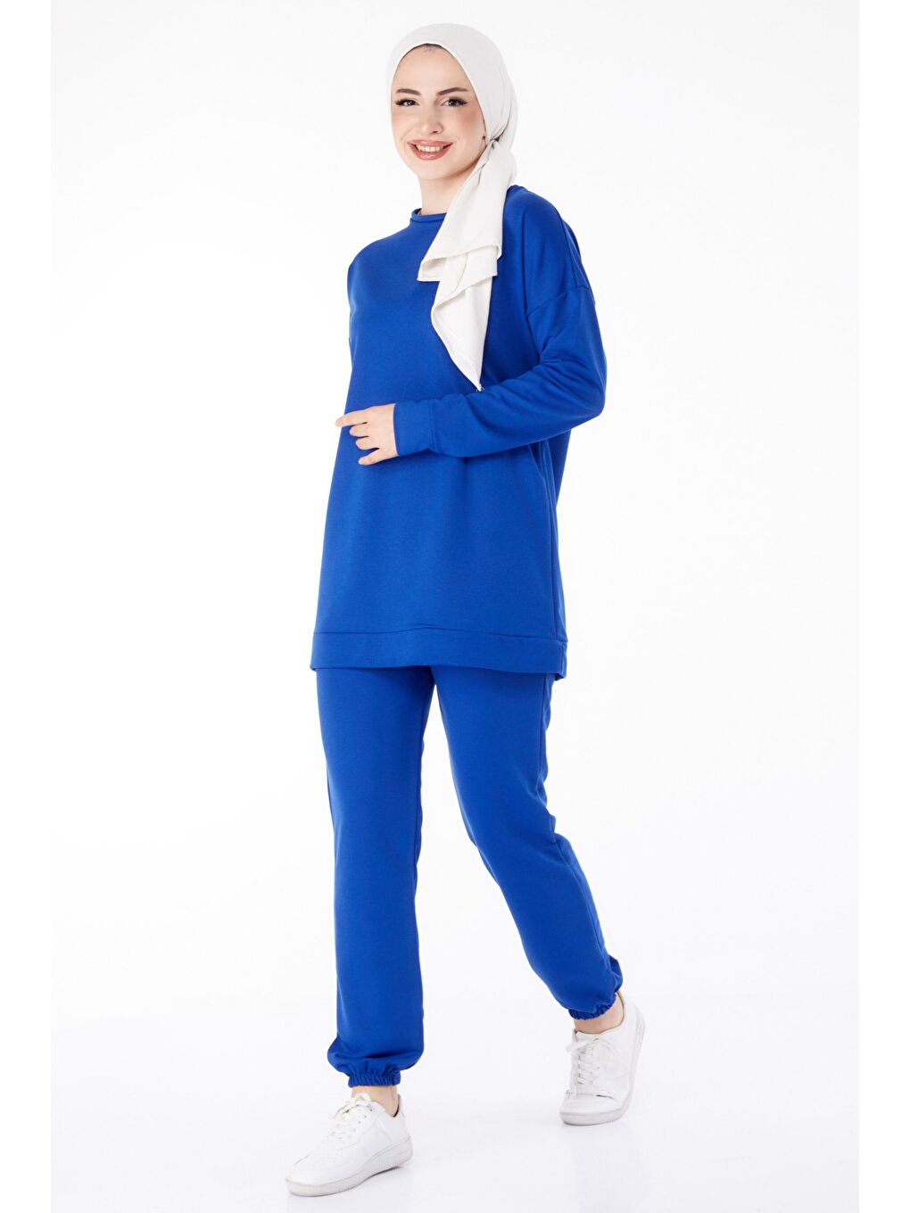 Bisiklet Yaka Kadın Mavi Eşofman Takımı - 13010