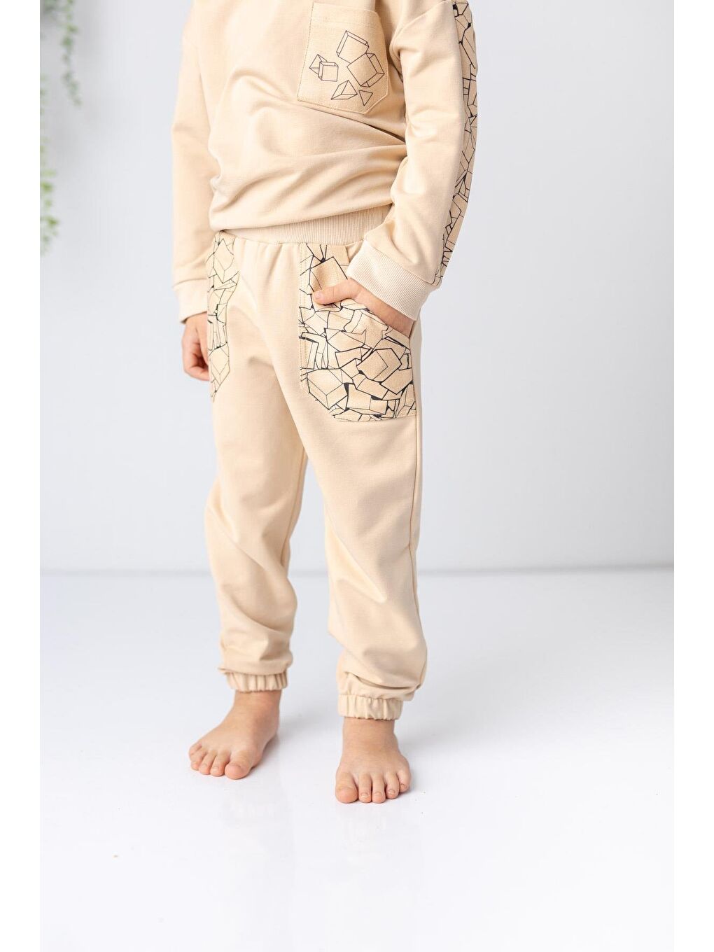 Bej Erkek Çocuk Cep Detaylı Eşofman Altı