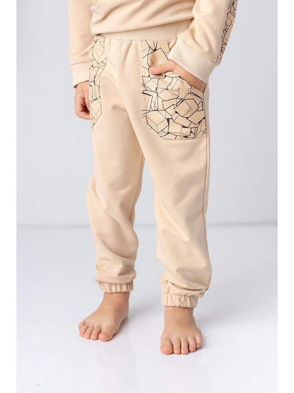 Bej Erkek Çocuk Cep Detaylı Eşofman Altı-1