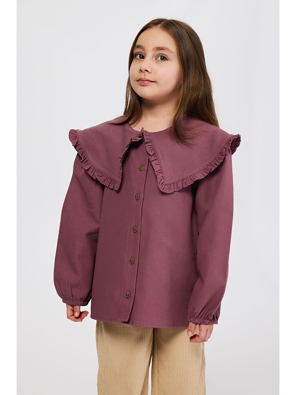 Pembe Kız Çocuk Gül Gömlek-6