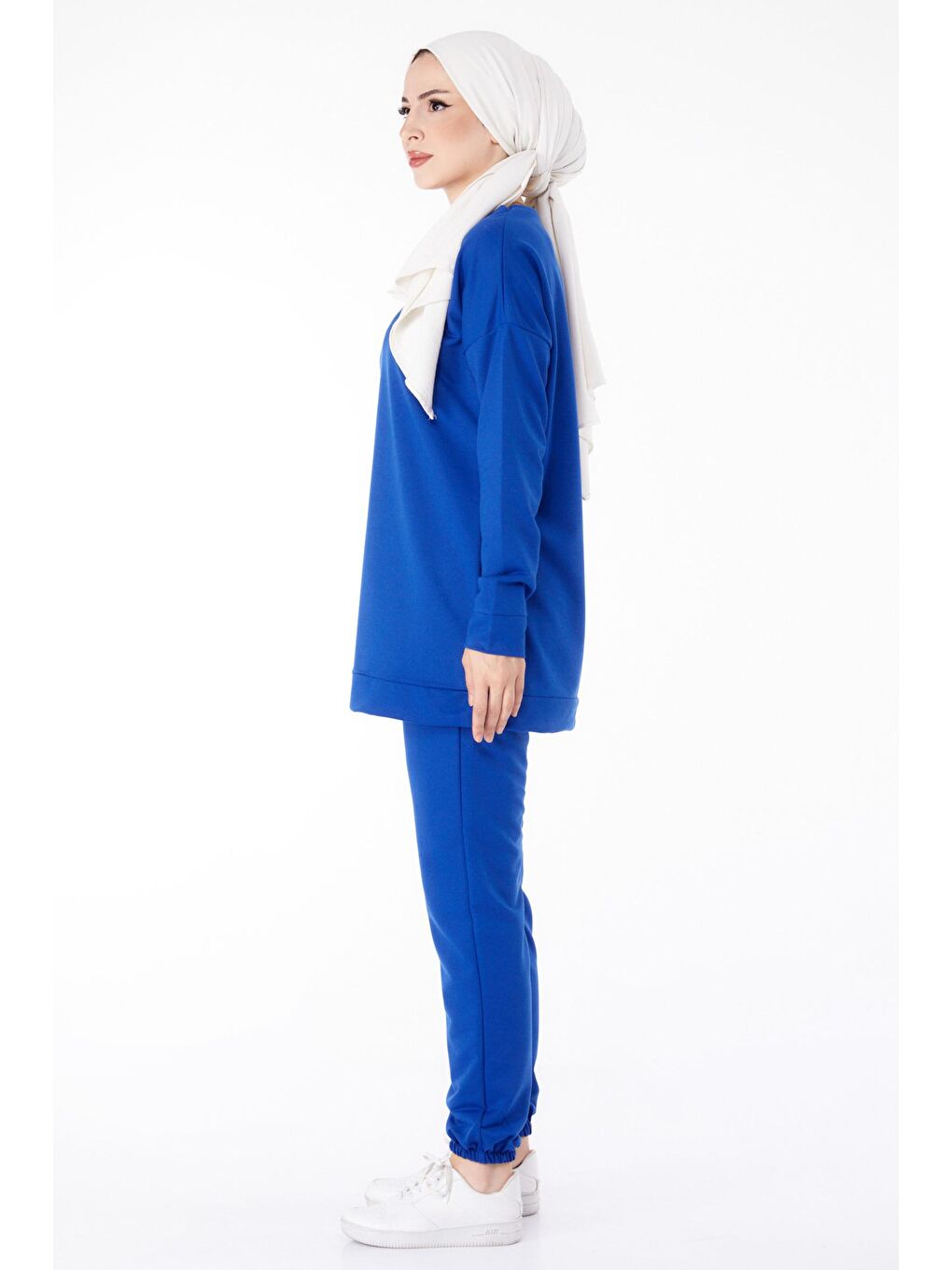 Bisiklet Yaka Kadın Mavi Eşofman Takımı - 13010-3