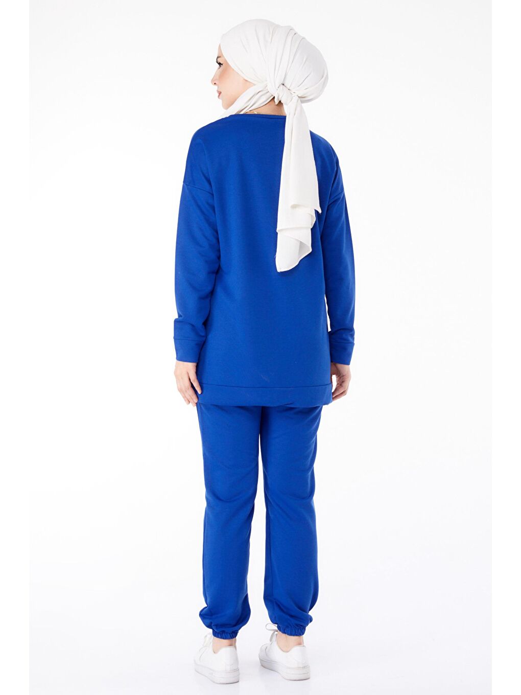 Bisiklet Yaka Kadın Mavi Eşofman Takımı - 13010-4