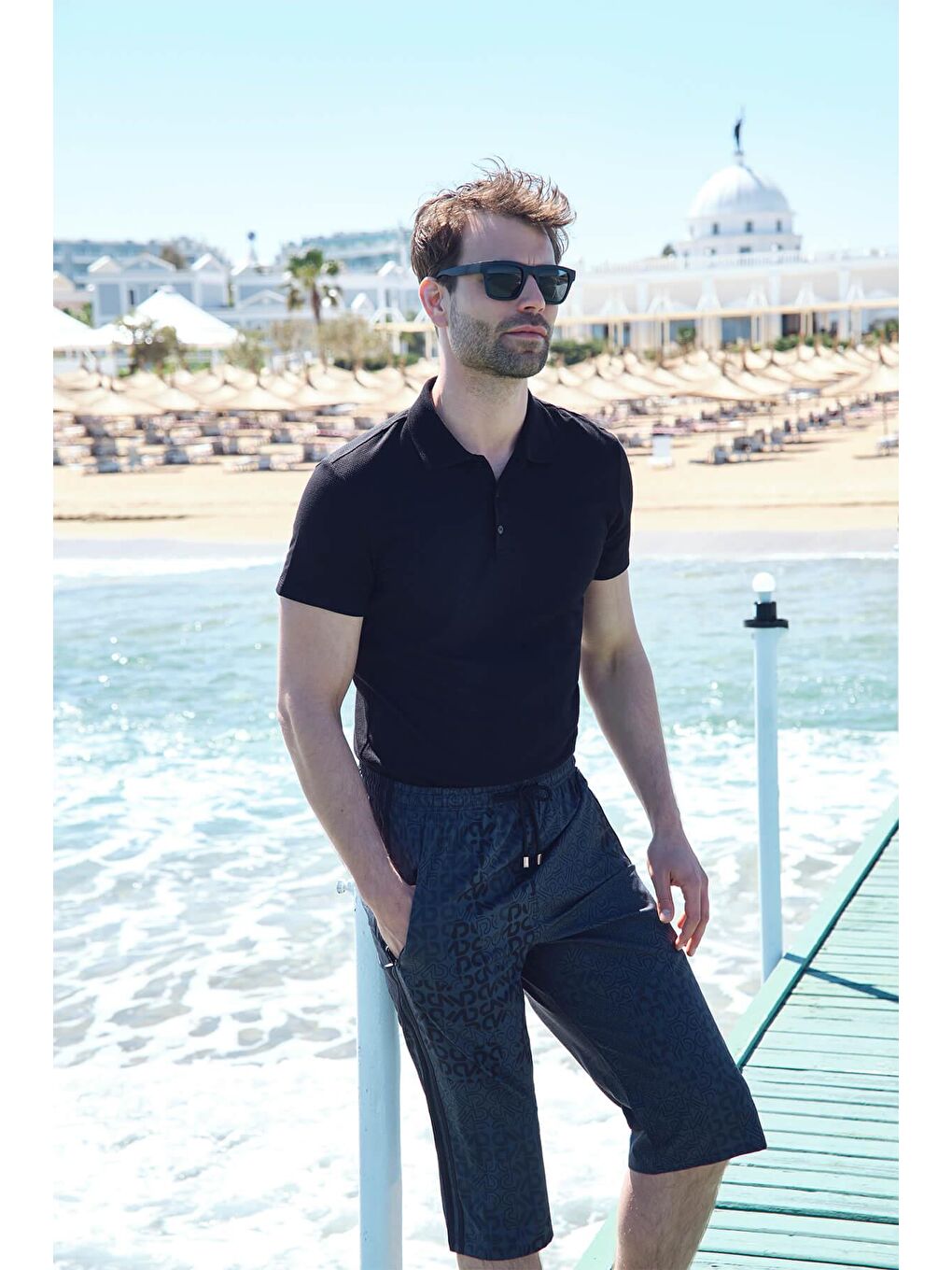 Siyah Diz Altı Erkek Uzun Havuz Ve Deniz Şortu 4057