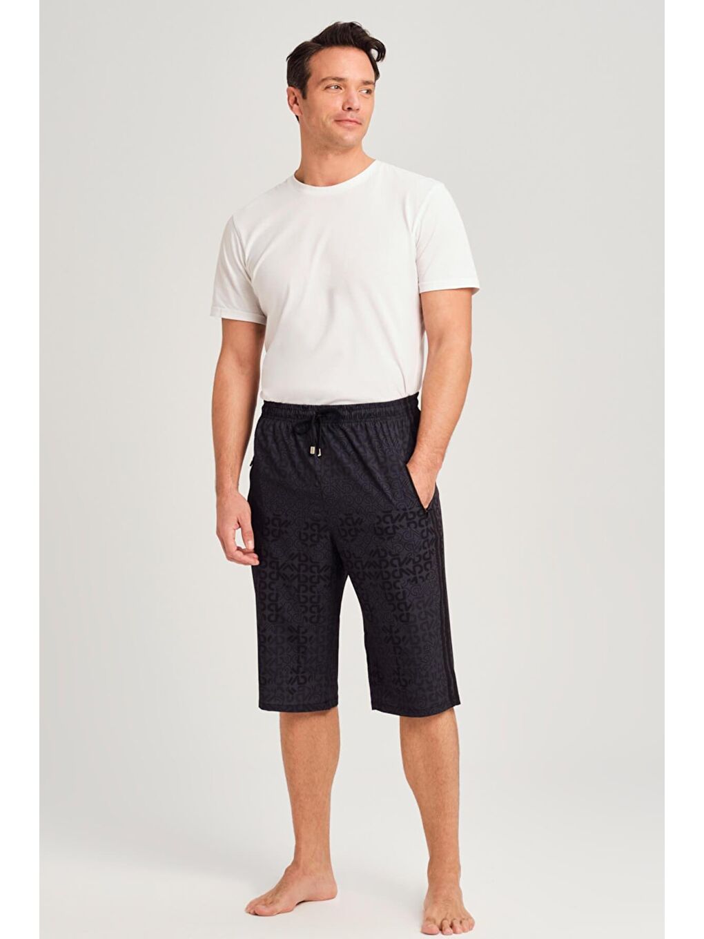 Siyah Diz Altı Erkek Uzun Havuz Ve Deniz Şortu 4057-1