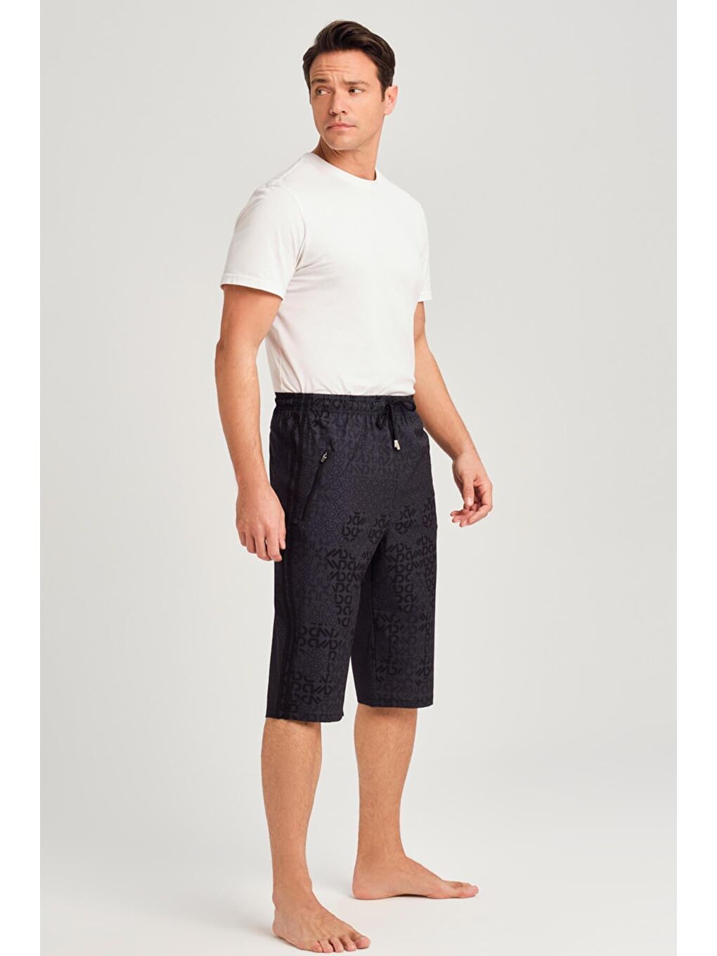 Siyah Diz Altı Erkek Uzun Havuz Ve Deniz Şortu 4057-2