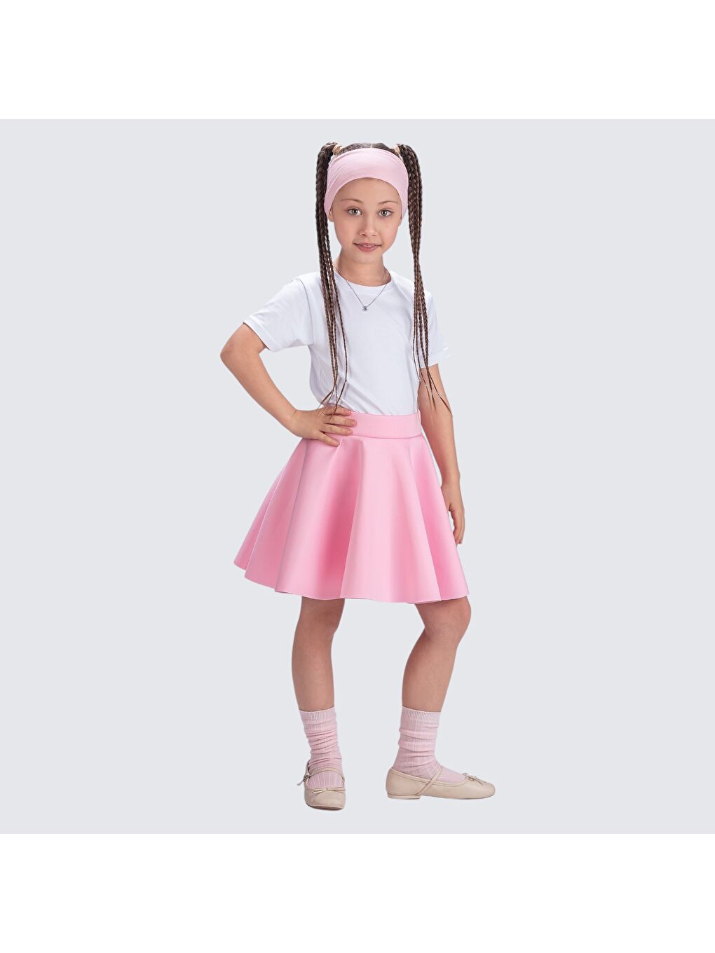 Pembe Scuba 23 Nisan Kız Çocuk Kloş Etek MNK0565-9