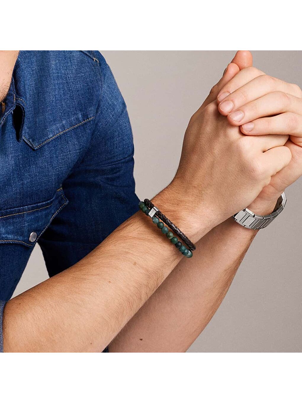 Kahverengi JF04854-040 Erkek Bileklik-4