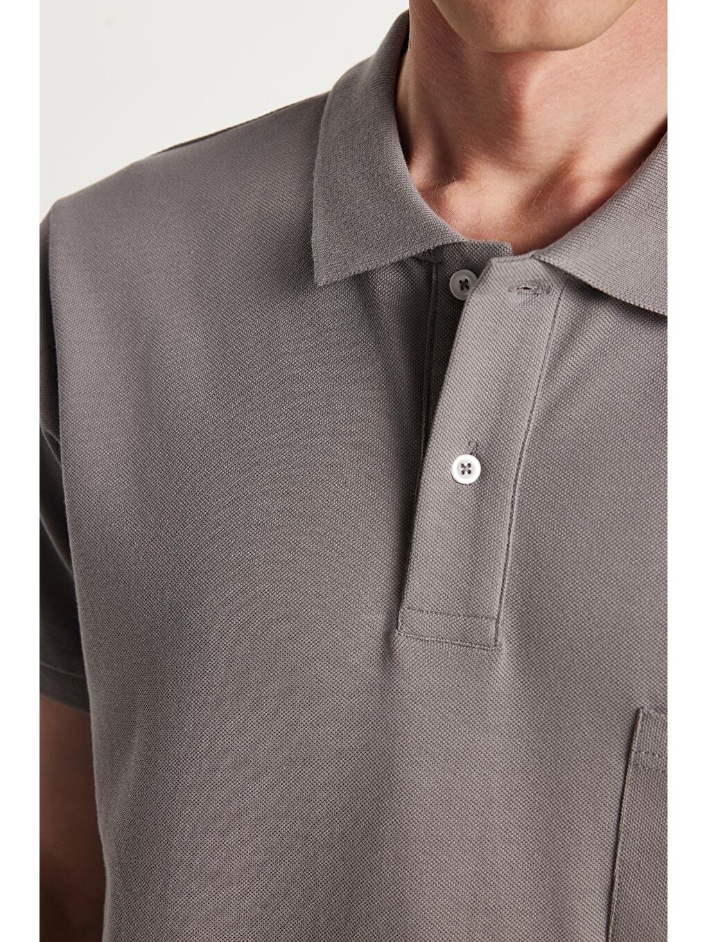 Erkek Regular Fit Klasik Kesim %100 Pamuk Düz Pike Koyu Gri Polo Yaka Tişört-2